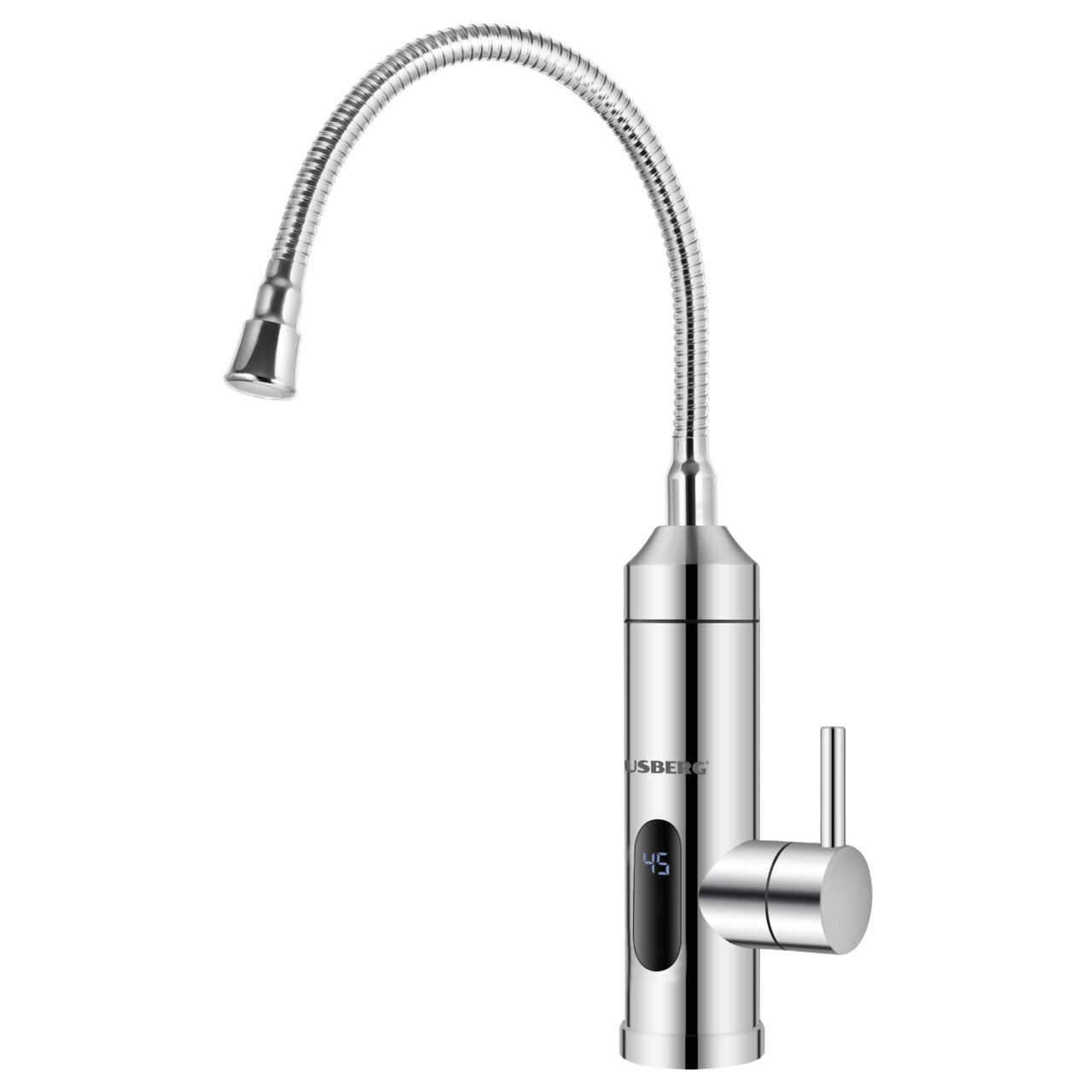Incalzitor instant de apa Hausberg HB-F5017- 3600W- Afisaj LED- Inox 304- Furtun flexibil- Termostat 60°C- IPx4