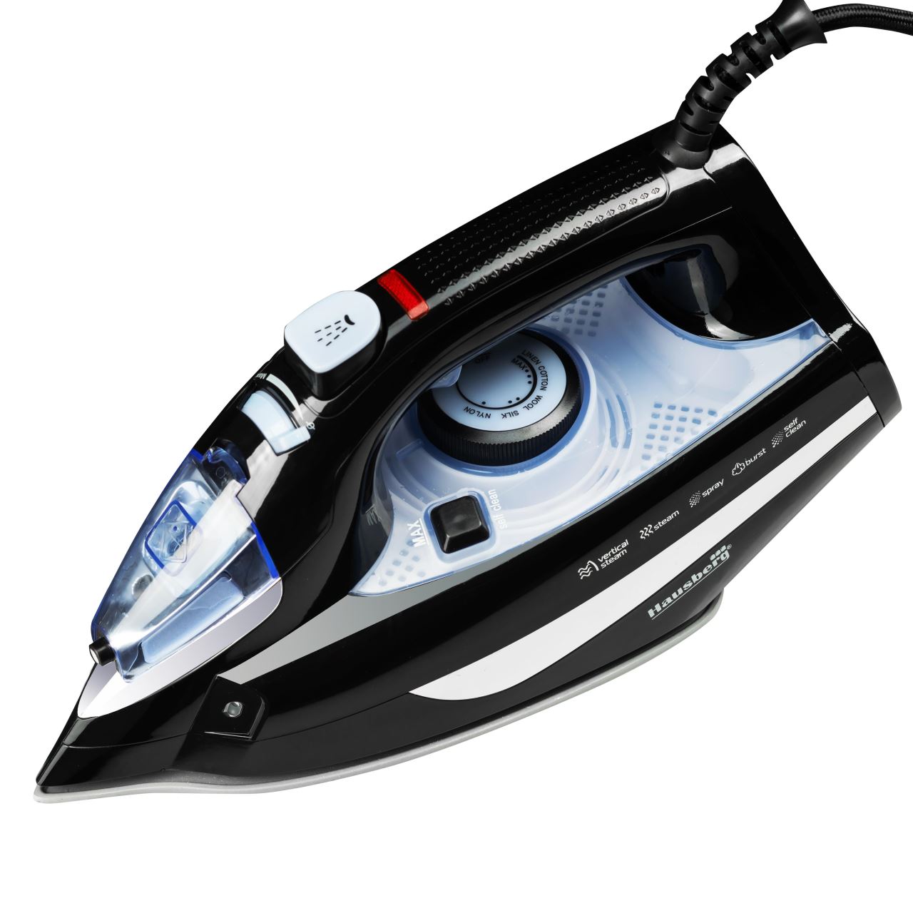 Fier de Calcat Hausberg HB-7842BL, 2300W, Ceramic, Autocuratare, Pulverizare, Antipicurare, 300ml