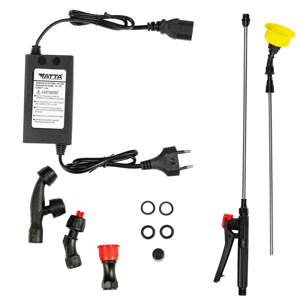 Pompa pentru stropit (vermorel) Tatta TP-2022A, cu acumulator, 12V 8Ah, incarcator 1 A, motor 3.6 lpm, rezervor tip rucsac, 20L