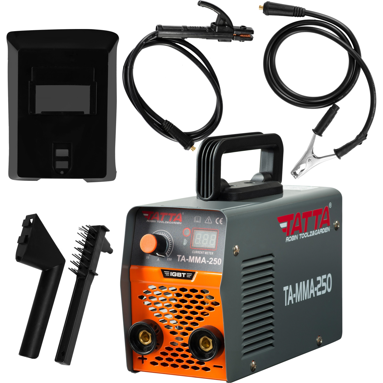 Aparat de sudura Tatta TA-MMA-250, putere absorbita 9.5 kVA, eficienta 85%, electrod 1.6-3.2 mm, accesorii incluse