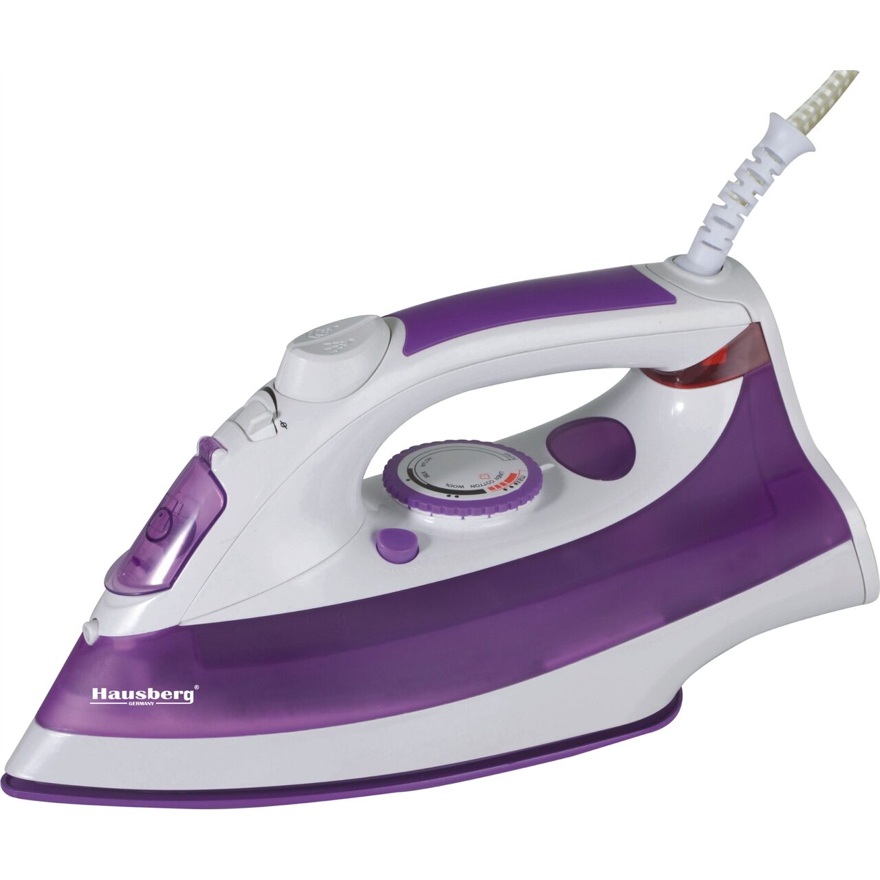 Fier de calcat Hausberg HB-7807MV, talpa ceramica, jet de abur 12g/min, abur pe verticala 25g/min, sistem antipicurare, sistem autocuratare, 2200W