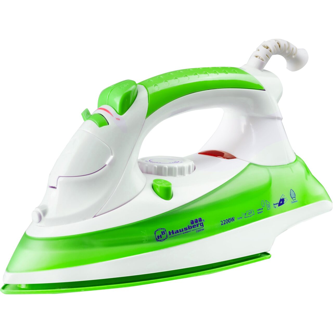Fier de calcat Hausberg HB-7805VR, 2300W, 165ml, talpa ceramica, jet abur 12g/min, abur verticala 25g/min, sistem antipicurare, sistem autocuratare