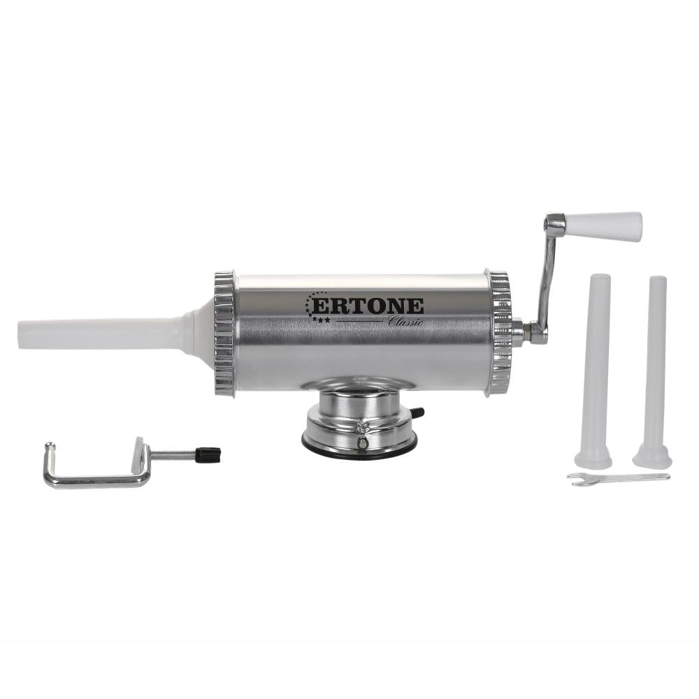 Aparat cu sprit pentru prepararea carnatilor ERTONE MN-415, capacitate 2.5 Kg, aluminiu inoxidabil- Argintiu