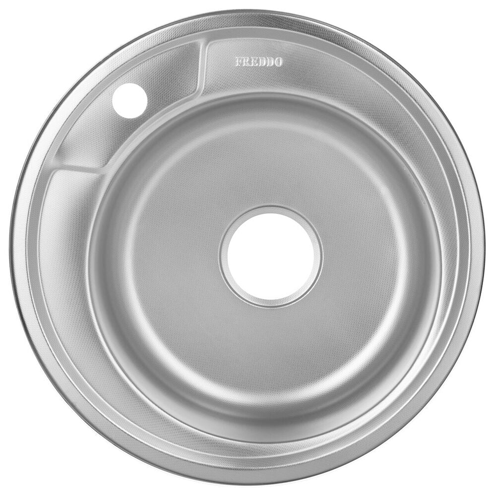Chiuveta rotunda bucatarie Freddo SN8000- 49x49- anticalcar-  cu preaplin- Inox