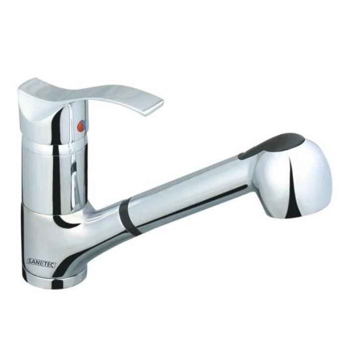 Baterie cu dus pentru bucatarie Sanitec SN0012- monocomanda- finisaj lucios- inox
