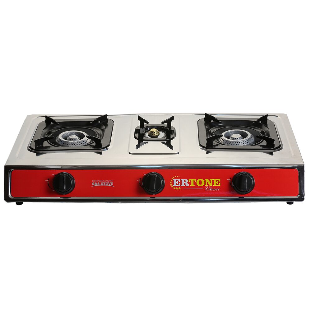 Minigaz cu 3 ochiuri Ertone MN205, inox, GPL (numai butelie), aprindere electronica