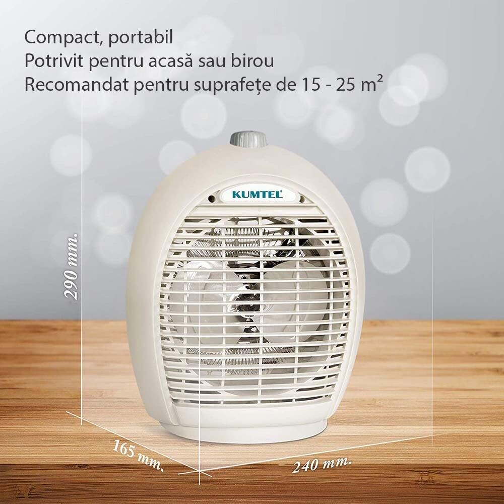 Aeroterma KUMTEL A6331, 2000W, 3 trepte de putere, ventilator
