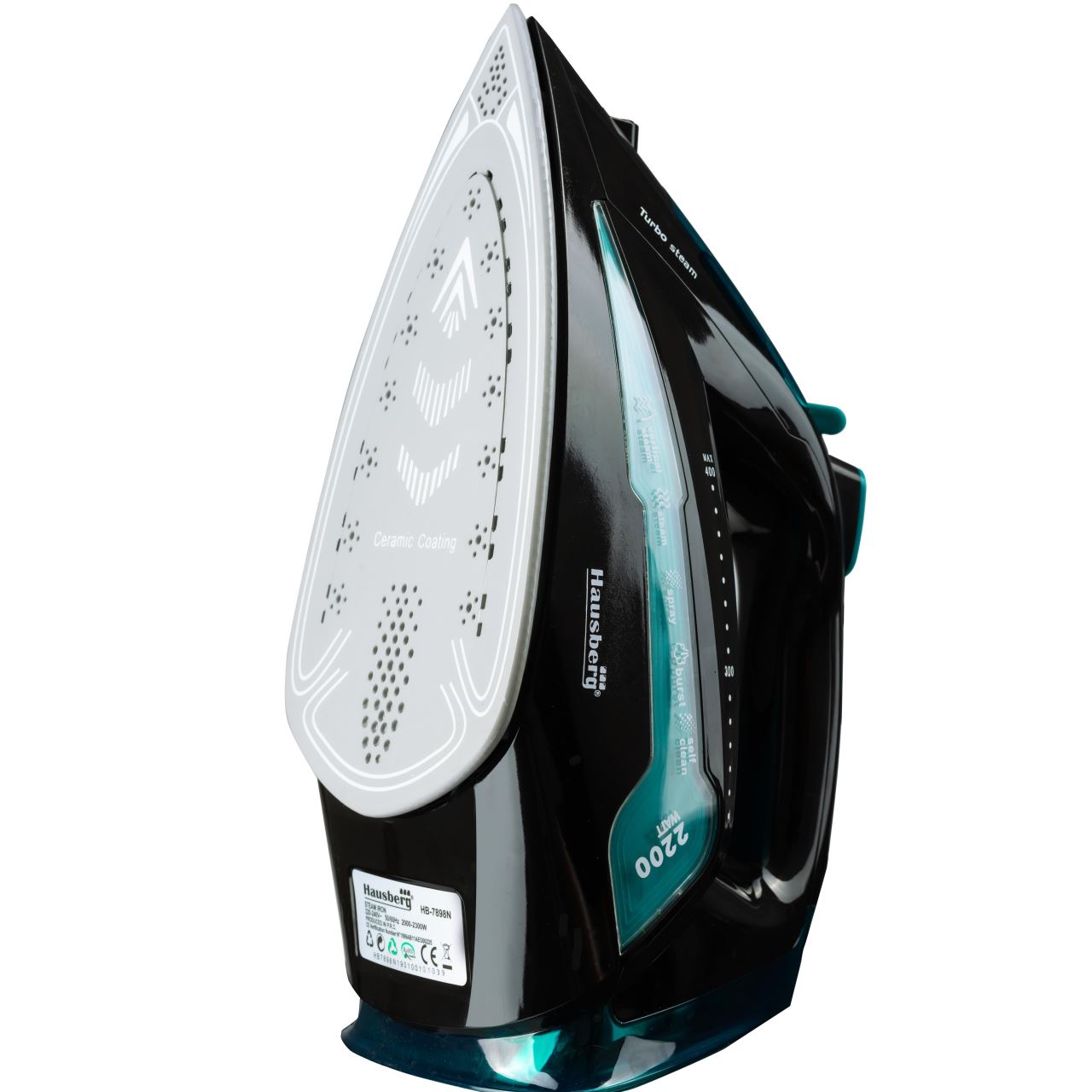 Fier de calcat Hausberg HB-7898NG, talpa ceramica, jet de abur 18g/min, Functie spray 2000-2300W