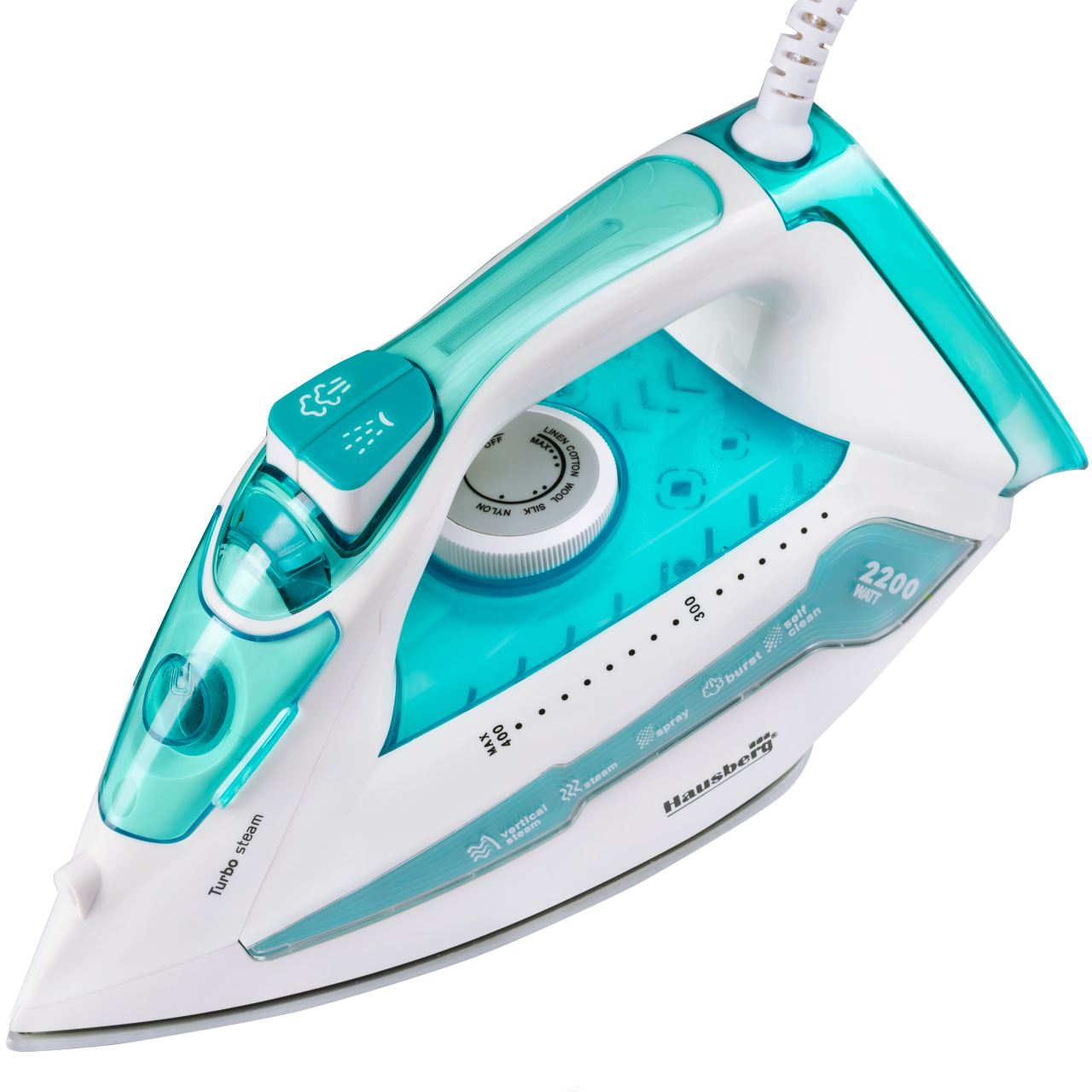 Fier de calcat Hausberg HB-7898AB, talpa ceramica, jet de abur 18g/min, Functie spray 2000-2300W