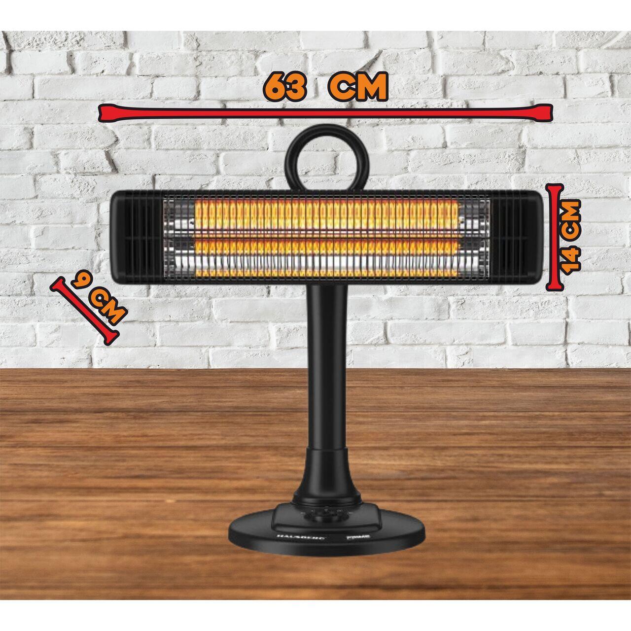 Radiator electric HAUSBERG HB-8565NG, 1000W, 2 trepte incalzire, tub din fibra de carbon, protectie IP24, termostat mecanic, carcasa din metal