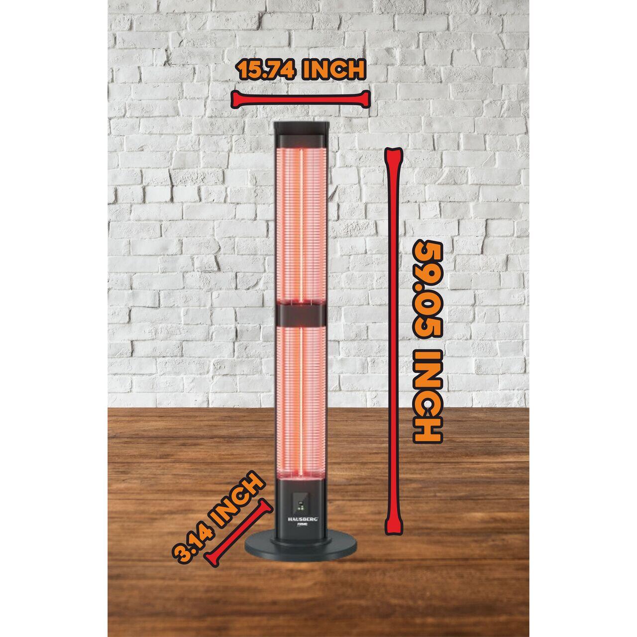 Radiator electric digital cu telecomanda Hausberg HB-8570NG, 3000W, 3 trepte incalzire, tub dublu din fibra de carbon, protectie IP45, termostat digital
