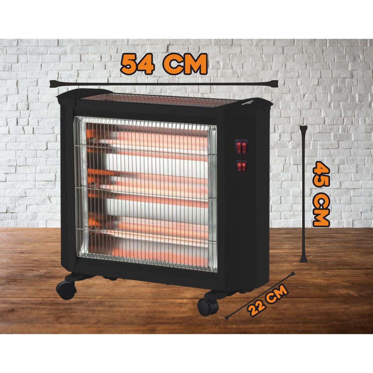 Radiator electric quartz HAUSBERG HB-8800, 1600W, 4 tuburi quartz, 4 trepte putere, protectie impotriva rasturnarii