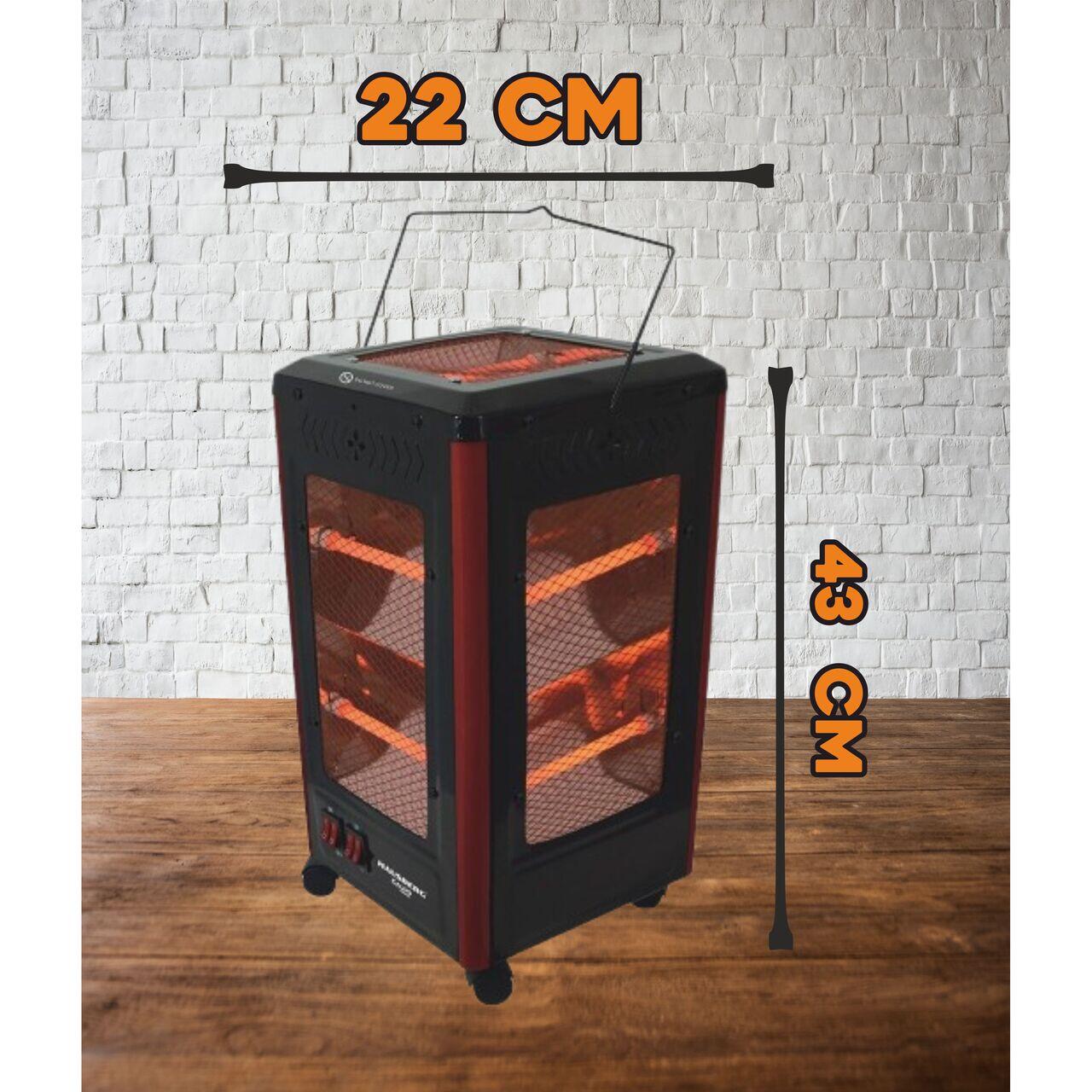 Radiator electric HAUSBERG HB-8802NG, 2200W, 5 niveluri de putere, incalzire in 5 directii, roti deplasare, maner pentru transport, protectie pentru rasturnare