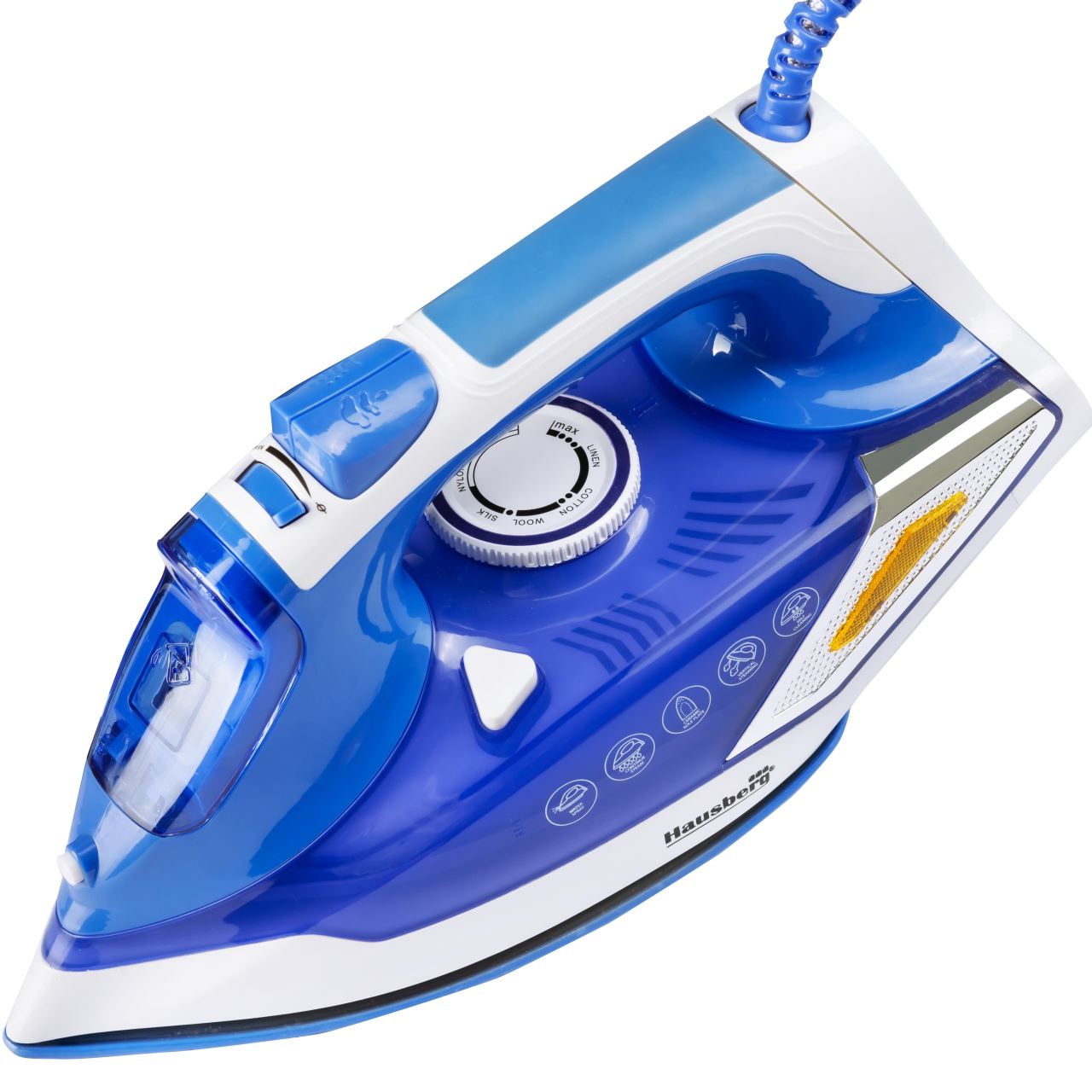 Fier de calcat Hausberg HB-7880BL, 2300W, Talpa cu invelis ceramic, rezervor apa 400ml