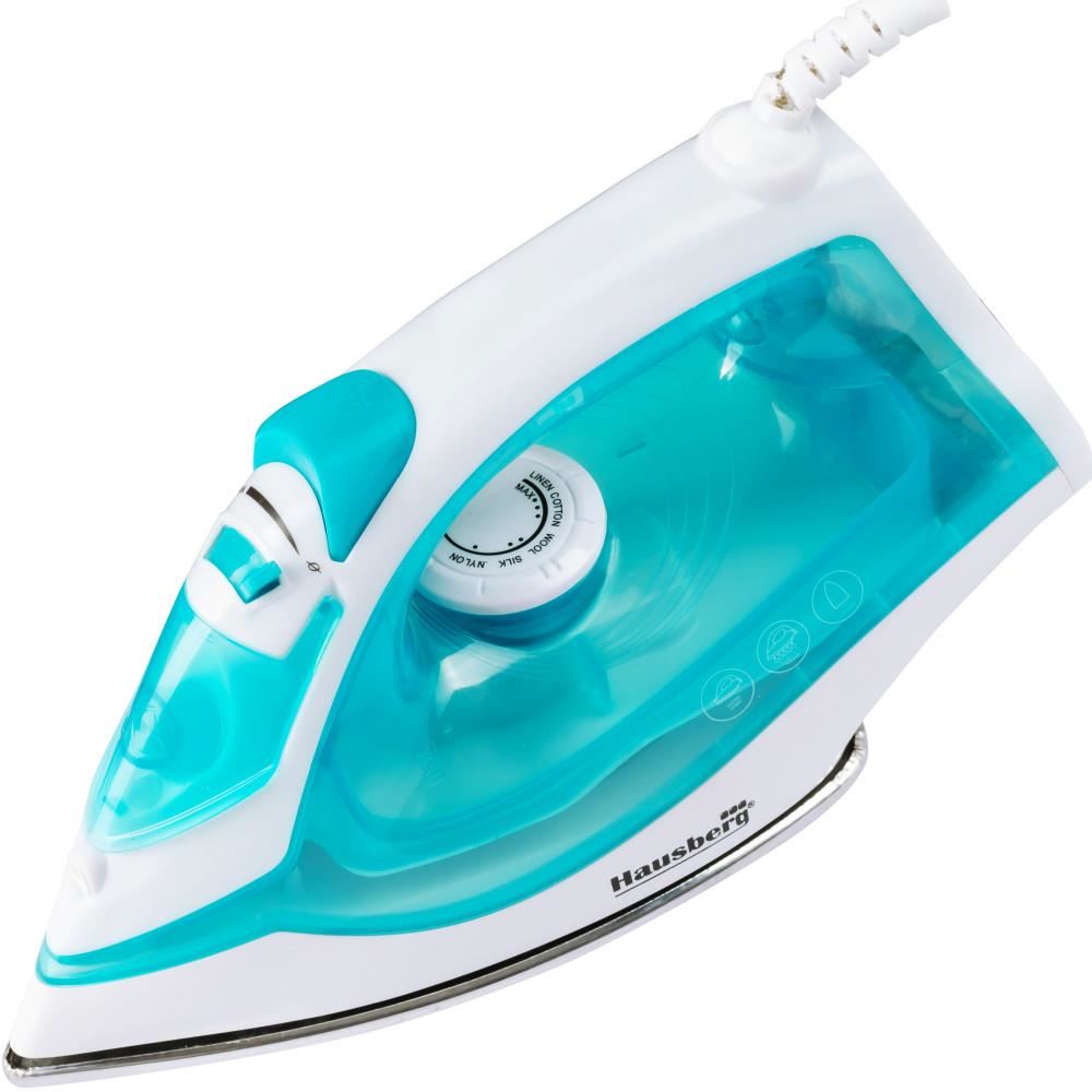 Fier de calcat Hausberg HB-7850BL, 1300W, talpa invelis ceramic, abur vertical, calcare uscata, autocuratare, pulverizare, rezervor 130ml