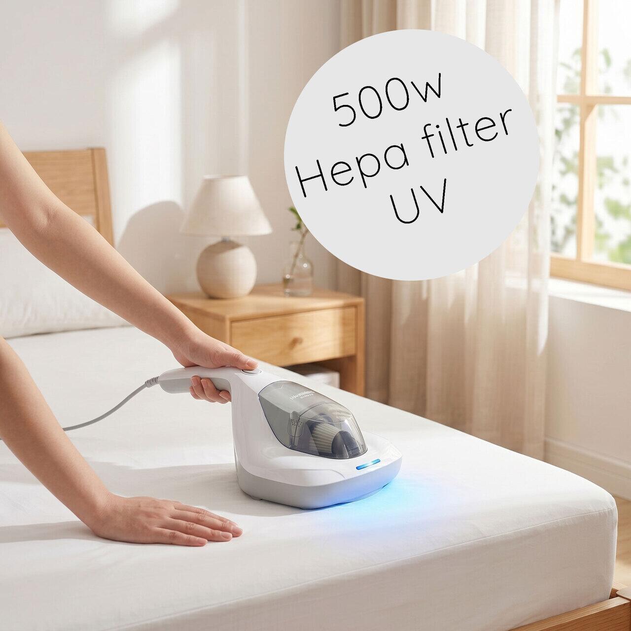 Aspirator de mana cu UV si filtru HEPA HAUSBERG HB-2023AB, 500W, anti-acarieni