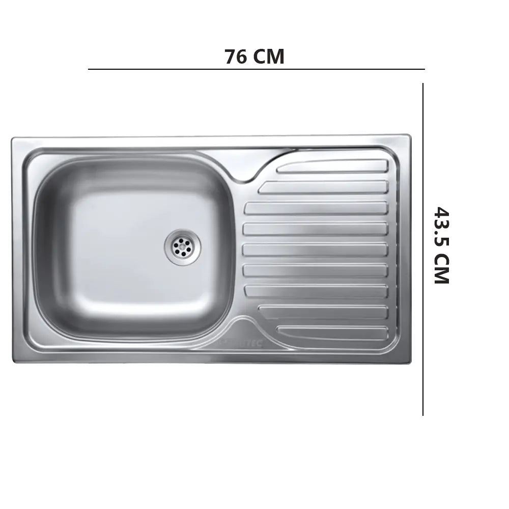 Chiuveta bucatarie Sanitec C403S, pentru blat, finisaj satinat, cuva stanga, 76x43,5cm, Inox