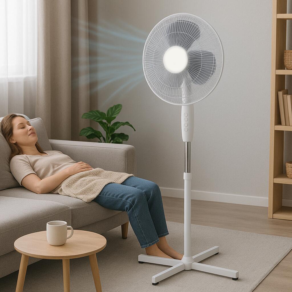 Ventilator cu picior HAUSBERG XB-110, 45W, 16 inch, 3 viteze, sscilatie, inaltime reglabila
