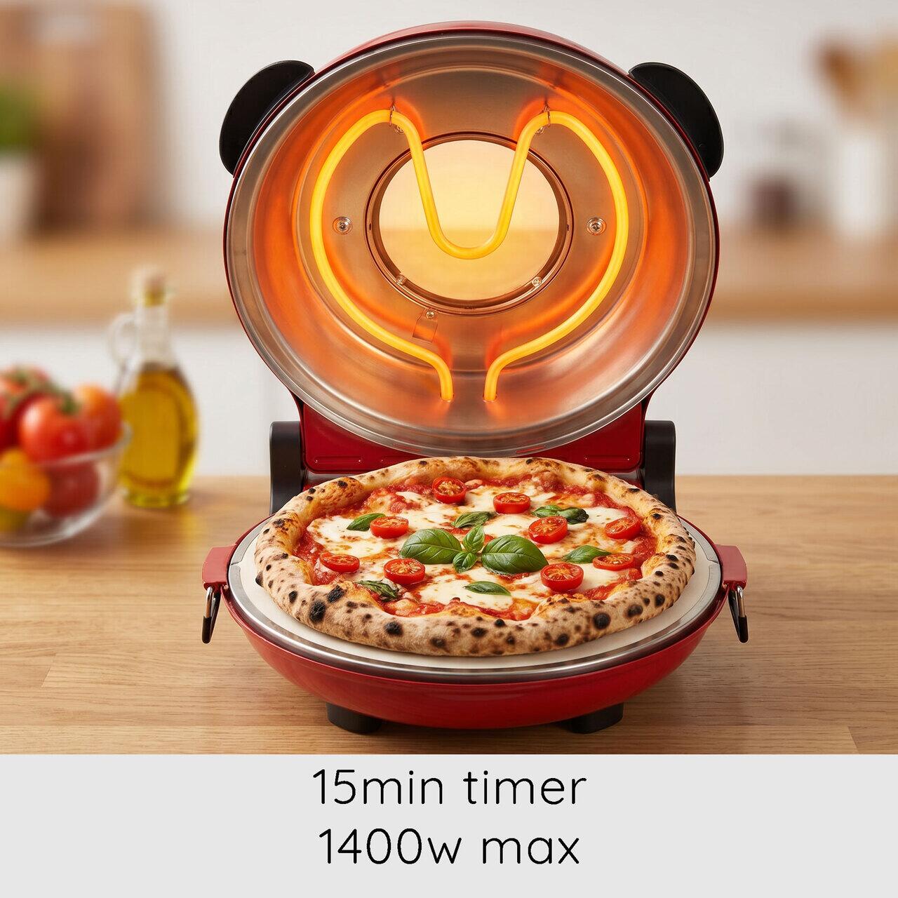 Cuptor special pentru pizza XL HAUSBERG HB-675RS cu suprafata de coacere din piatra, termoregulator pana la 405° C