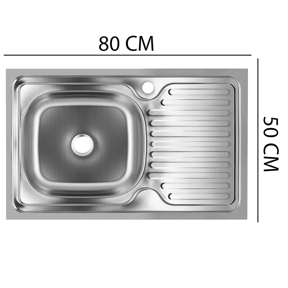 Chiuveta bucatarie pentru masca SANITEC EC-416/S- cuva stanga- 80x50 cm- 0.6 mm- Inox