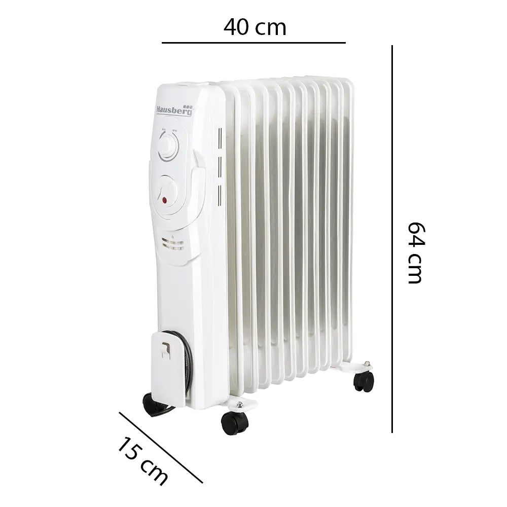 Calorifer electric HAUSBERG HB-8920, 2500W, 11 elementi, 3 nivele de putere, termostat reglabil