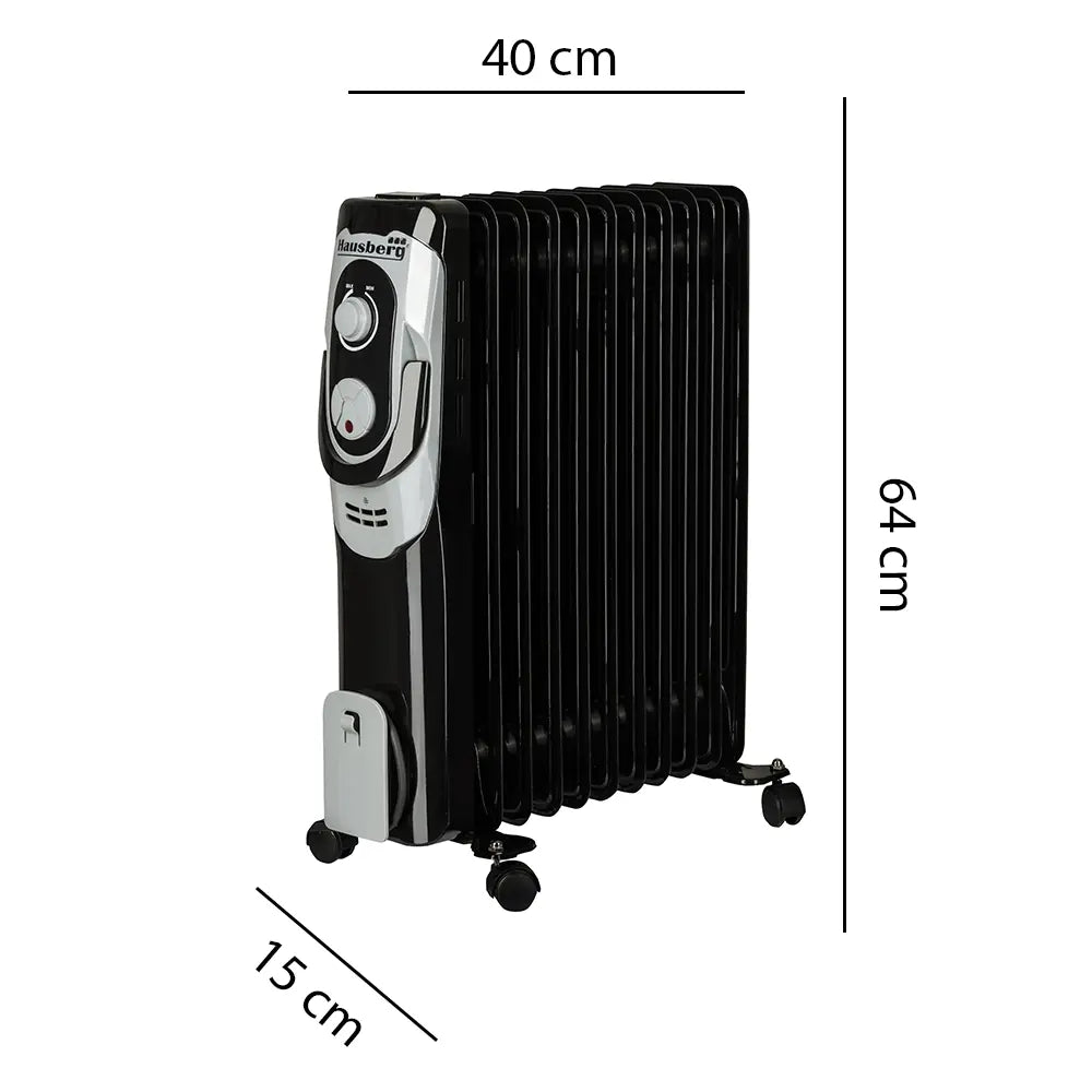 Calorifer electric HAUSBERG HB-8920, 2500W, 11 elementi, 3 nivele de putere, termostat reglabil