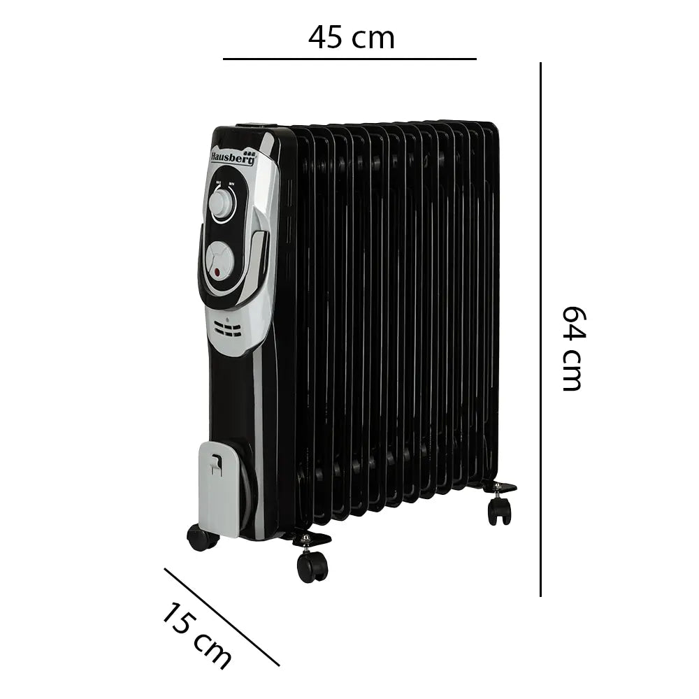 Calorifer electric HAUSBERG HB-8930NG, 2500 W, 13 elementi, 3 nivele de putere, termostat reglabil