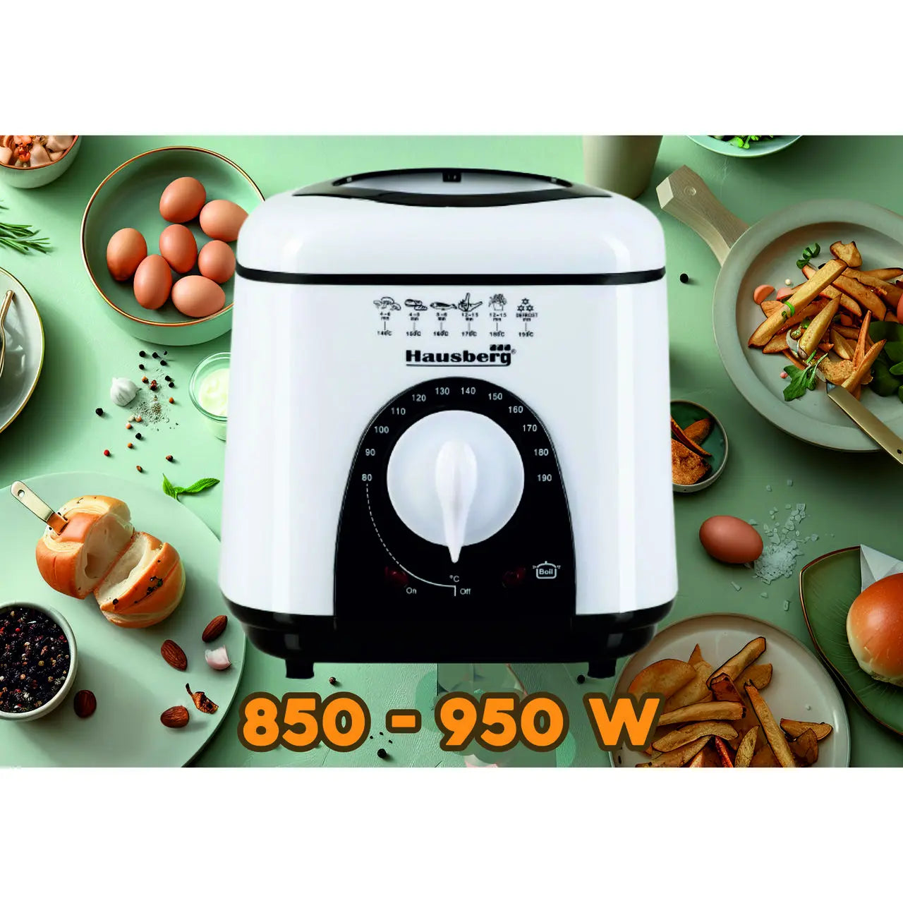 Hausberg HB 1320NG olajsütő, 850W - 950 W, 1 L, fehér/fekete