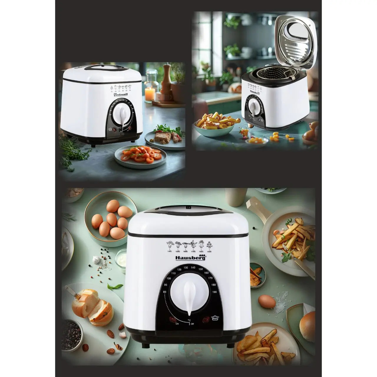 Hausberg HB 1320NG olajsütő, 850W - 950 W, 1 L, fehér/fekete
