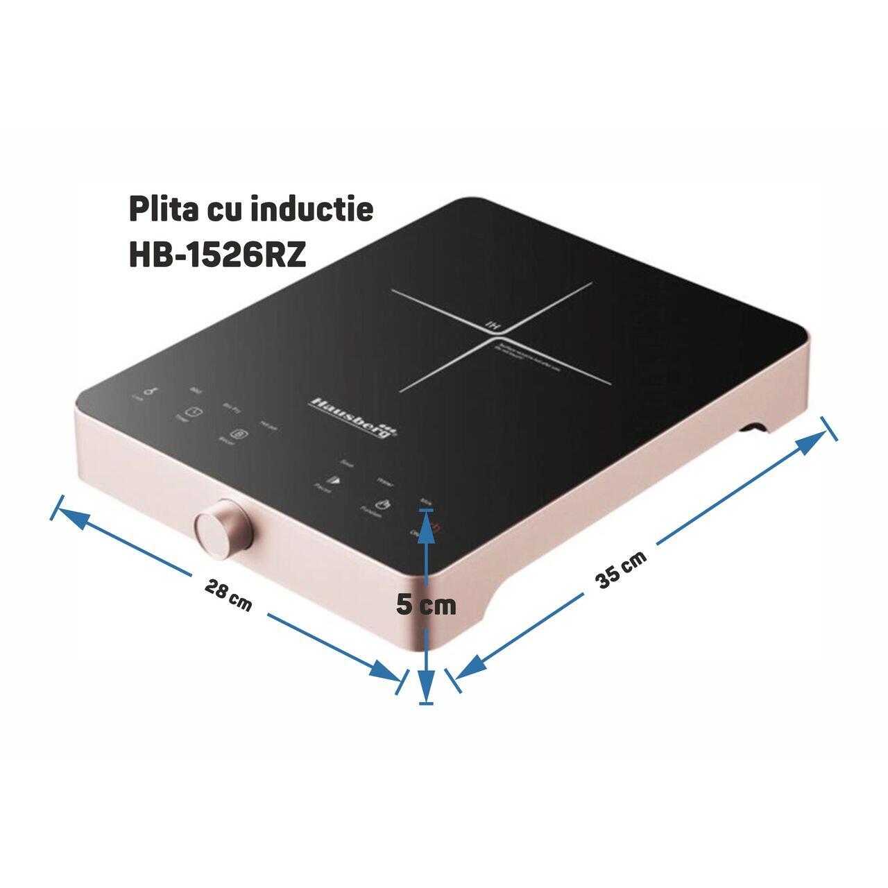 Plita cu inductie Hausberg HB-1526, 2000W, control tactil, o zona de gatit