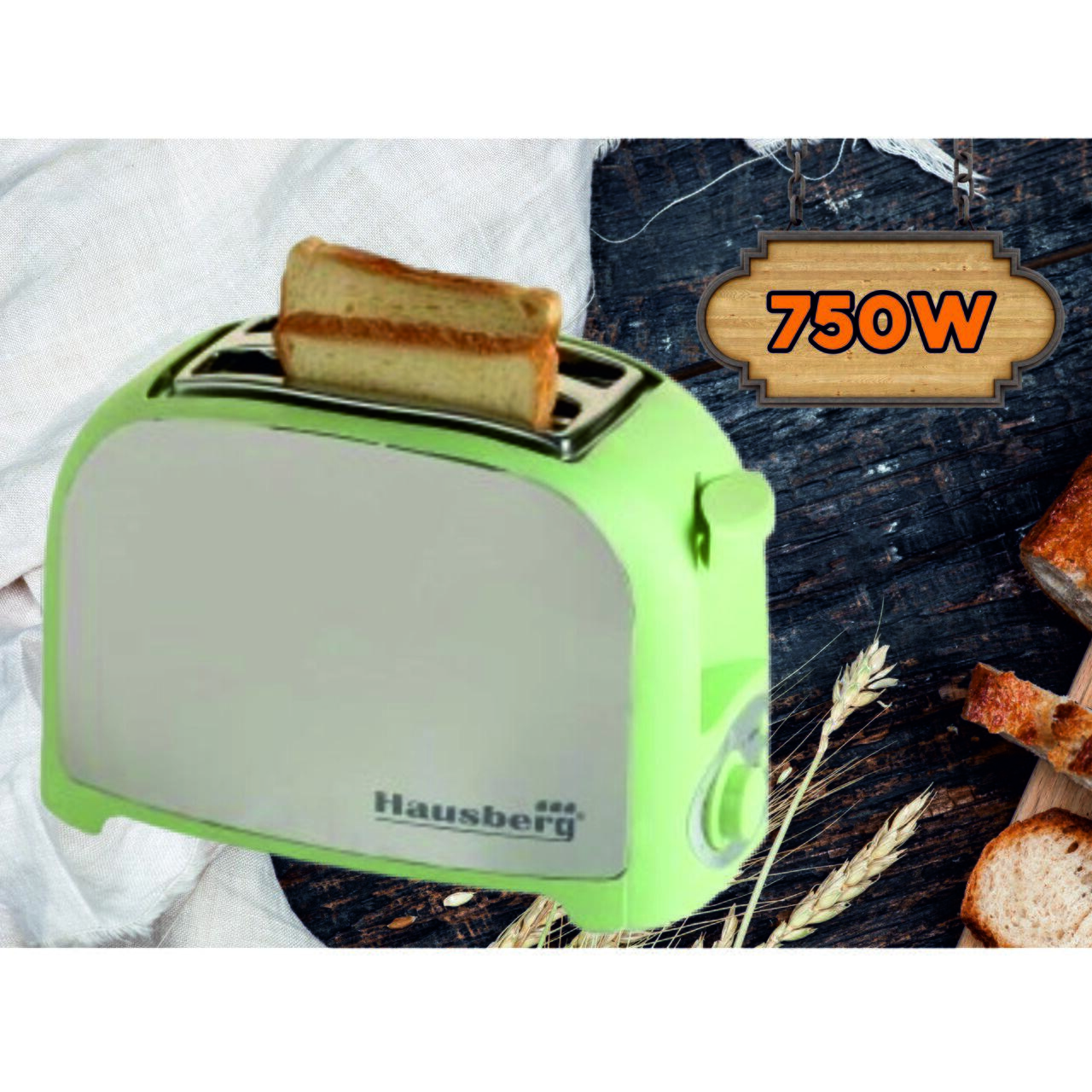 Hausberg HB-190VR kétszeletes kenyérpirító, 750 W, automatikus kioldás