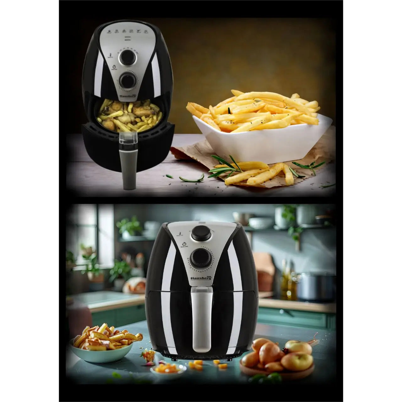 Hausberg HB-2250 Maestro Digitális Forrólevegős Fritőz, 1500W, 2.6 liter, Termosztát, Időzítő