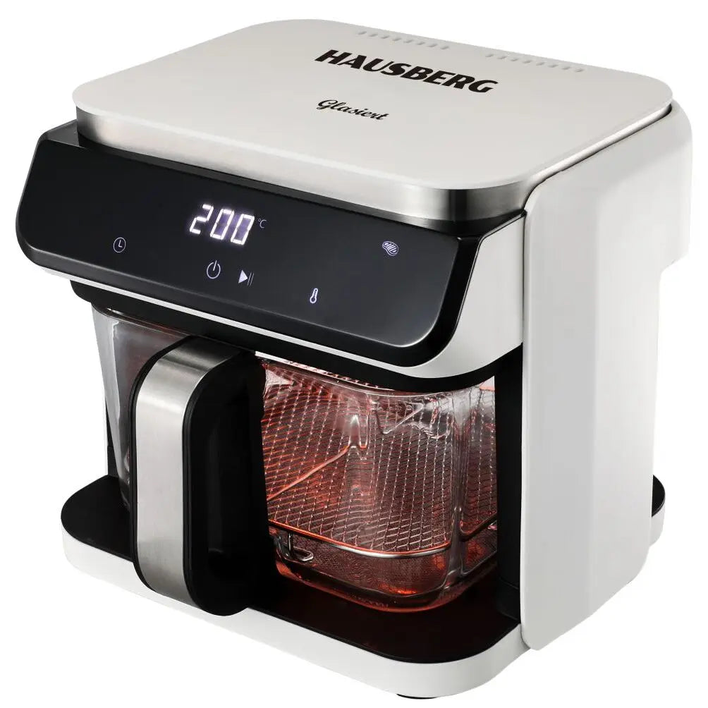 Friteuza cu aer Hausberg HB-2343AB, 6.5L, cos sticla, 12 programe, touchscreen, 1200W-1400W, 65-200°C