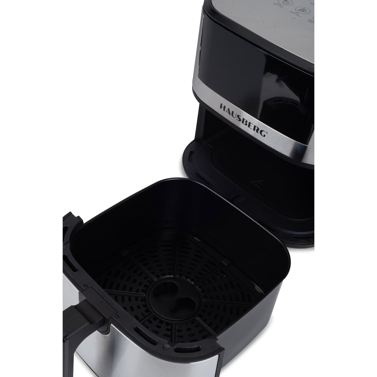 Friteuza Digitala cu aer cald HAUSBERG HB-2363IN, 1650-1900 W, 12 programe, capacitate 7.5L, ventilator racire, temperatura ajustabila, timer 60 minute, Inox