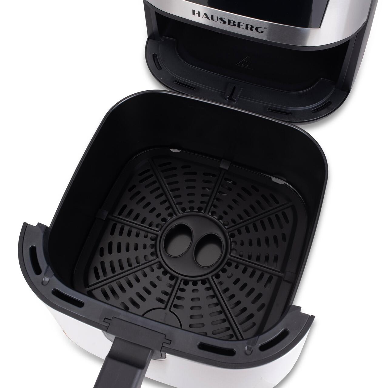 Friteuza Digitala cu aer cald HAUSBERG HB-2363IN, 1650-1900 W, 12 programe, capacitate 7.5L, ventilator racire, temperatura ajustabila, timer 60 minute, Inox