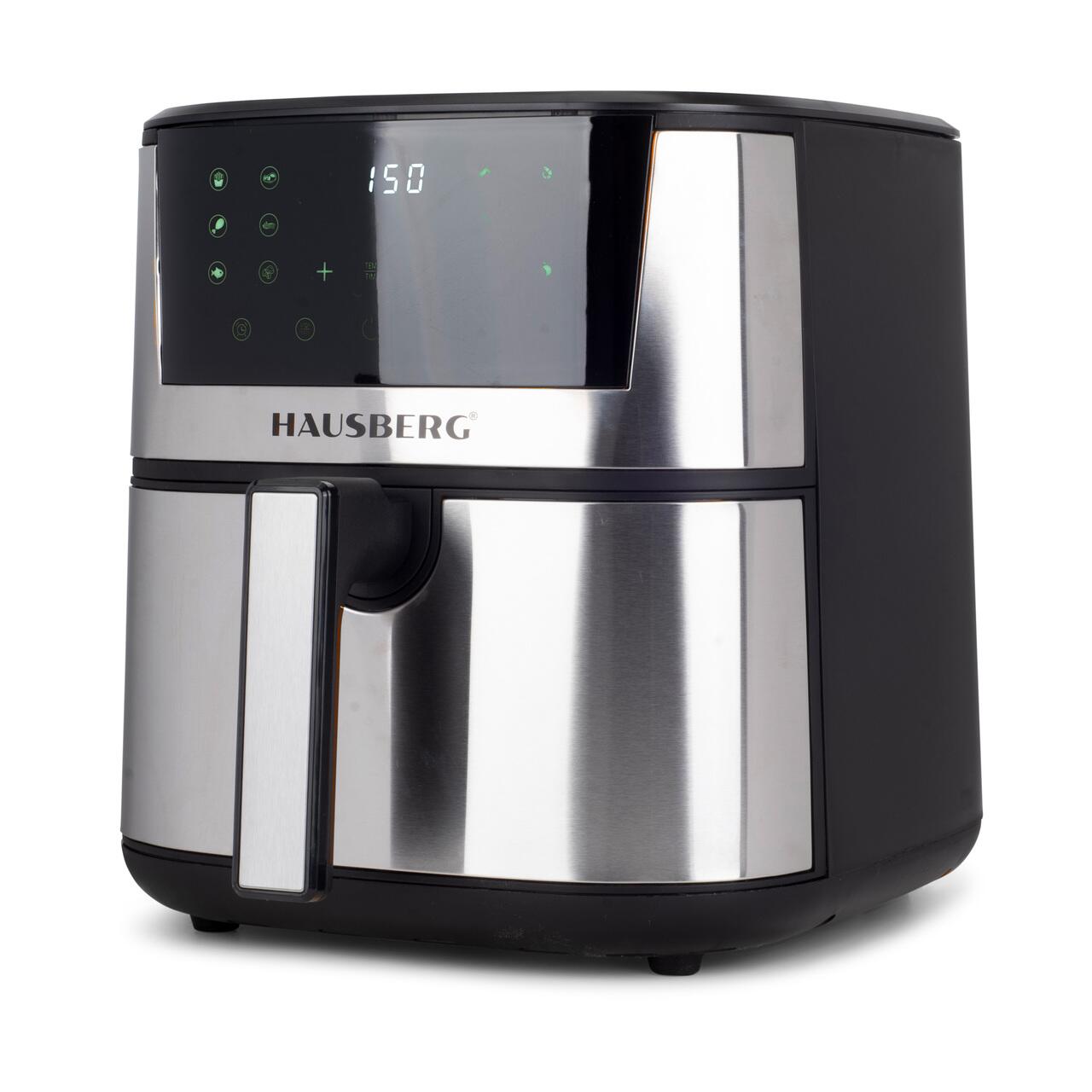 Friteuza Digitala cu aer cald HAUSBERG HB-2363IN, 1650-1900 W, 12 programe, capacitate 7.5L, ventilator racire, temperatura ajustabila, timer 60 minute, Inox