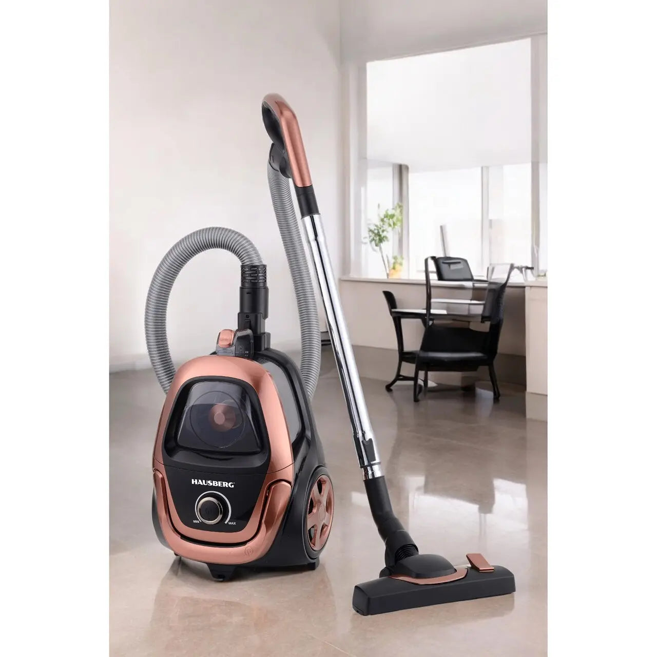 Aspirator fara sac HAUSBERG HB-2823AU, 1400-1800W, multiciclon, aspirare uscata, capacitate 2.5 litri, filtru HEPA, control viteza, derulator automat cablu