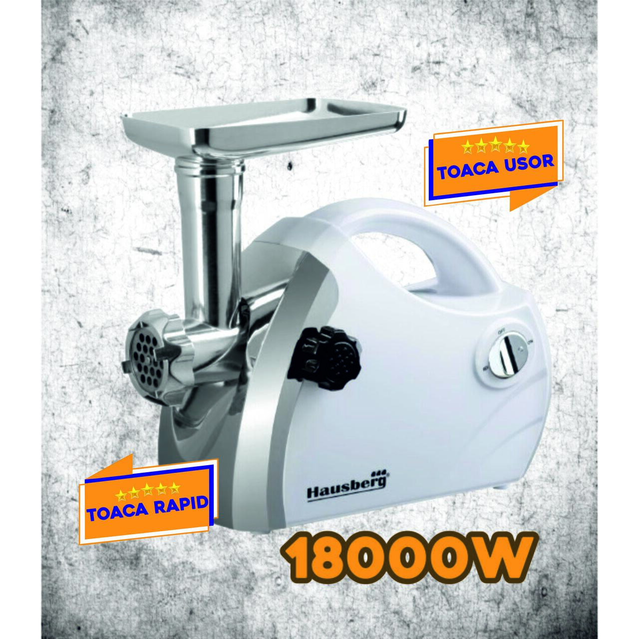 Masina de tocat carne HAUSBERG HB-3430, Inox, 1800W, motor cupru