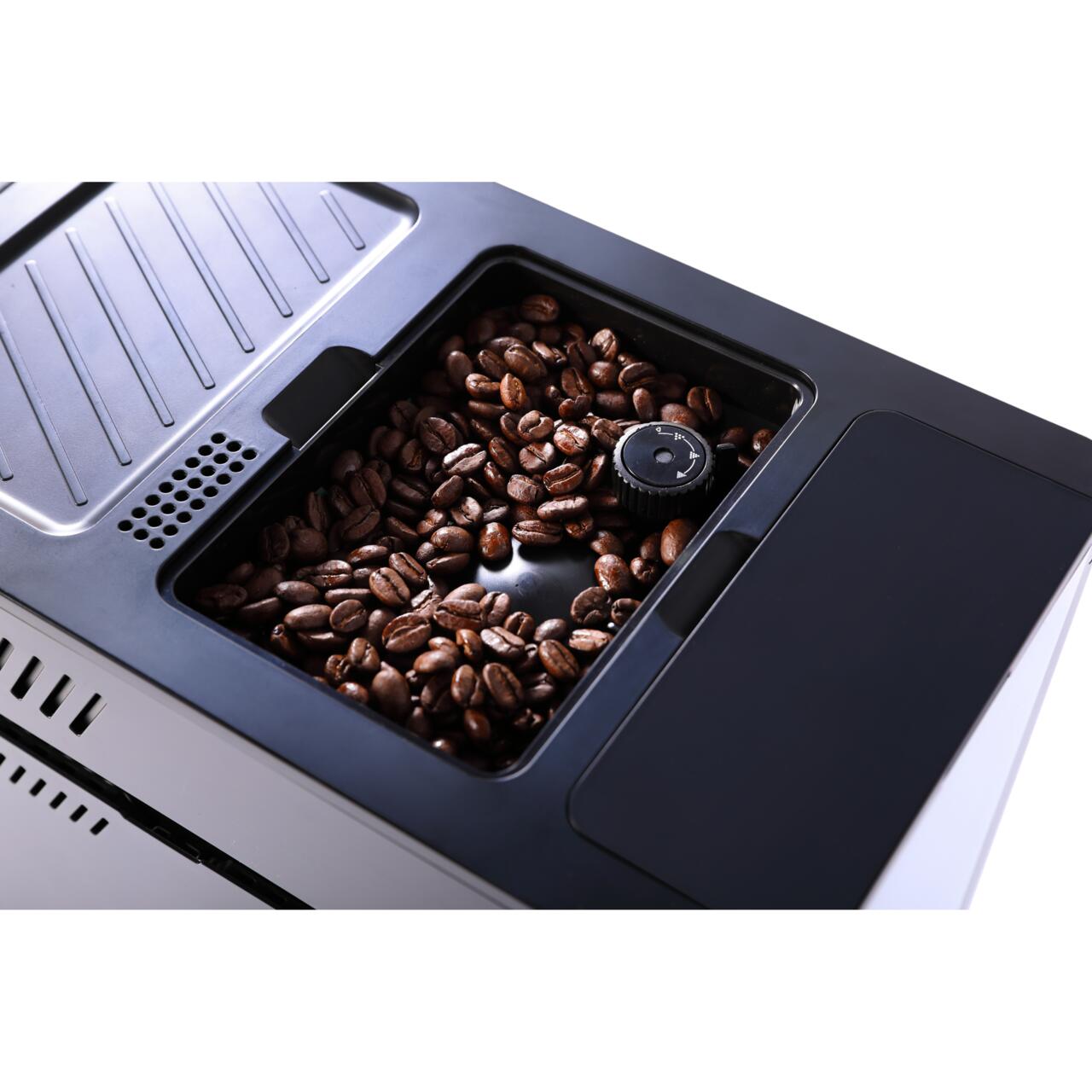 Aparat de cafea digital Hausberg HB3775NG, automat boabe, ecran tactil TFT 3.5", cappuccino/latte, recipient lapte 400 ml, rezervor 1.1 L, 1100-1350 W