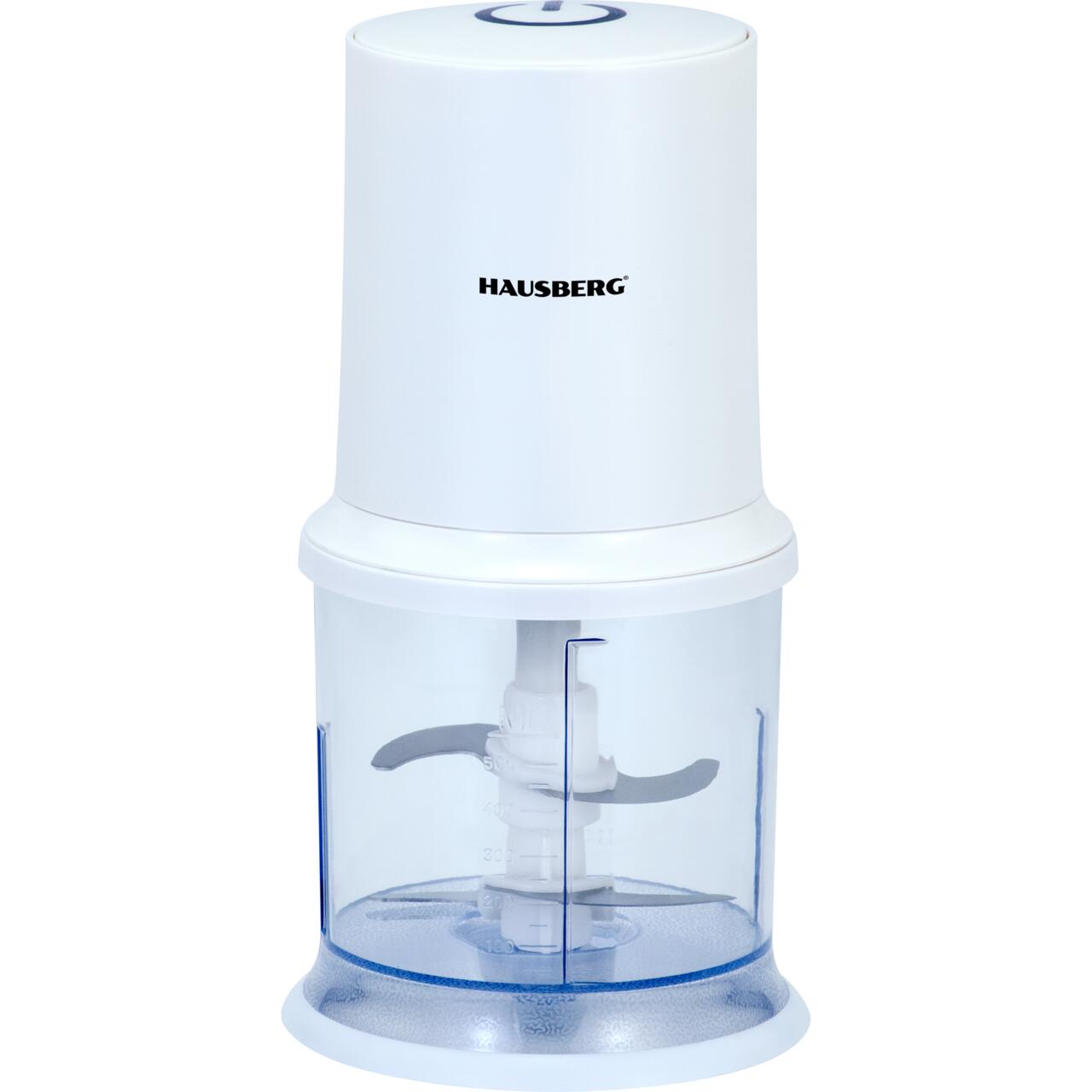 Tocator electric HAUSBERG HB-4502AB, 400W, 1 treapta de viteza, 500 ml, bol din plastic, cutit cu 2 lame din otel inoxidabil