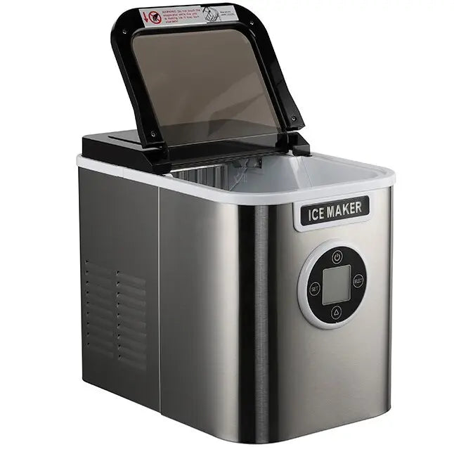 Aparat de preparat gheata HAUSBERG HB-6020, capacitate vas apa 2.2 litri, productie cuburi gheata 12 kg / 24 ore, capacitate de stocare 0.8 kg, posibilitate selectare dimensiune cuburi, argintiu