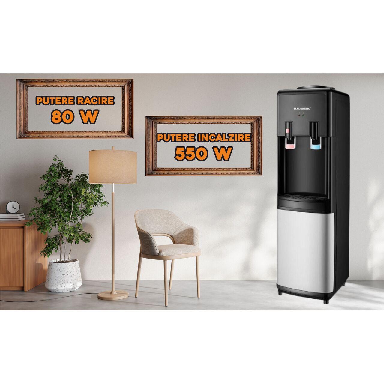 Dozator apa HAUSBERG HB-6025NG, putere incalzire 550 W, putere racire 80 W, rezervor apa inox, termostat automat