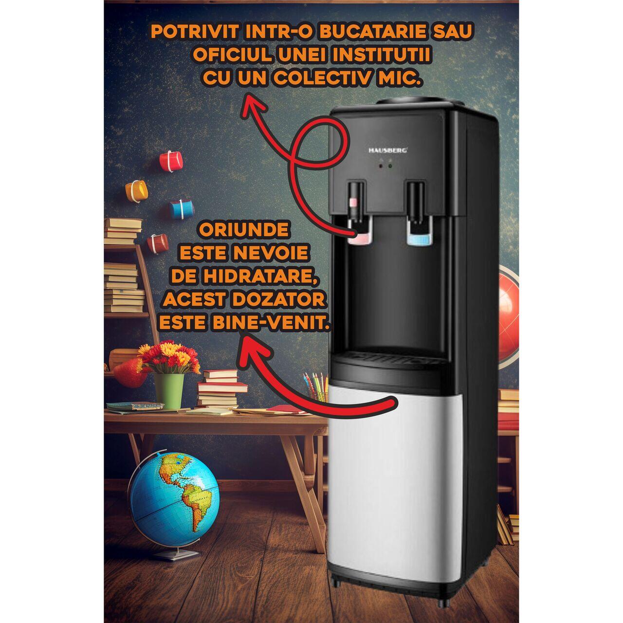 Dozator apa HAUSBERG HB-6025NG, putere incalzire 550 W, putere racire 80 W, rezervor apa inox, termostat automat