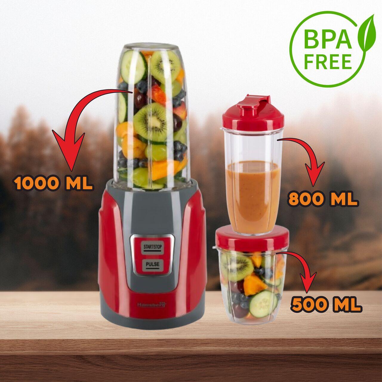 Hausberg HB-7675RS Rosu turmixgép, 1000W teljesítmény, 1000ml kapacitás, réz motor
