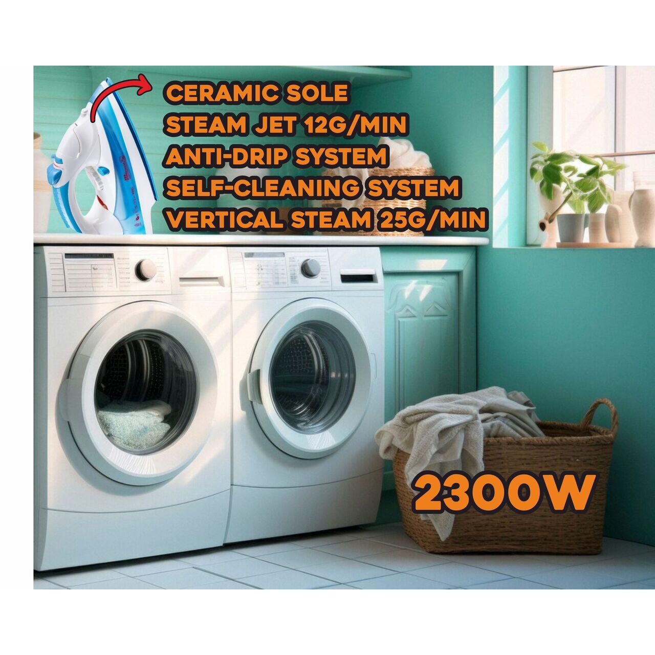 Fier de calcat Hausberg HB-7805BL, 2300W, 165ml, talpa ceramica, jet abur 12g/min, abur verticala 25g/min, sistem antipicurare, sistem autocuratare