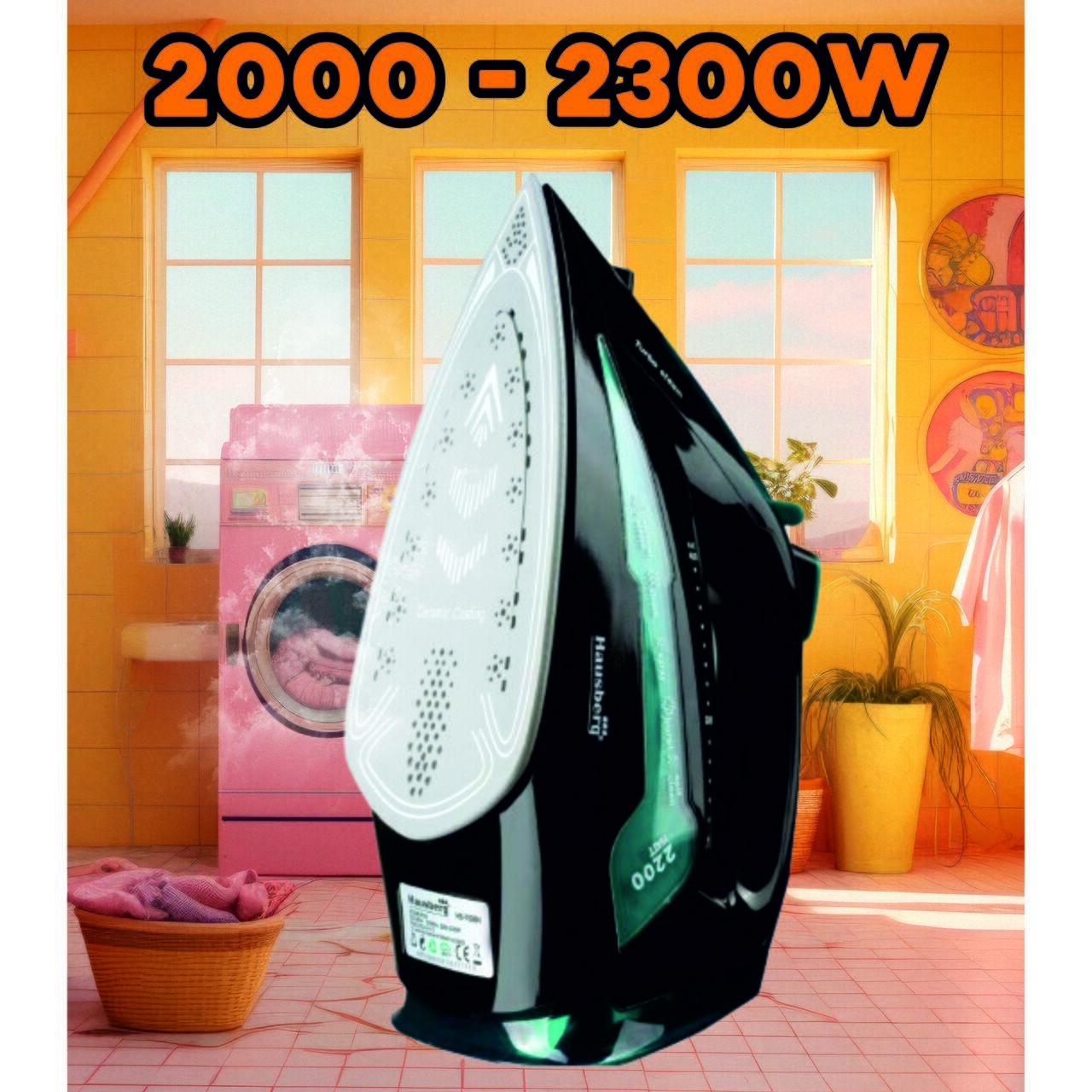 Fier de calcat Hausberg HB-7898NG, talpa ceramica, jet de abur 18g/min, Functie spray 2000-2300W