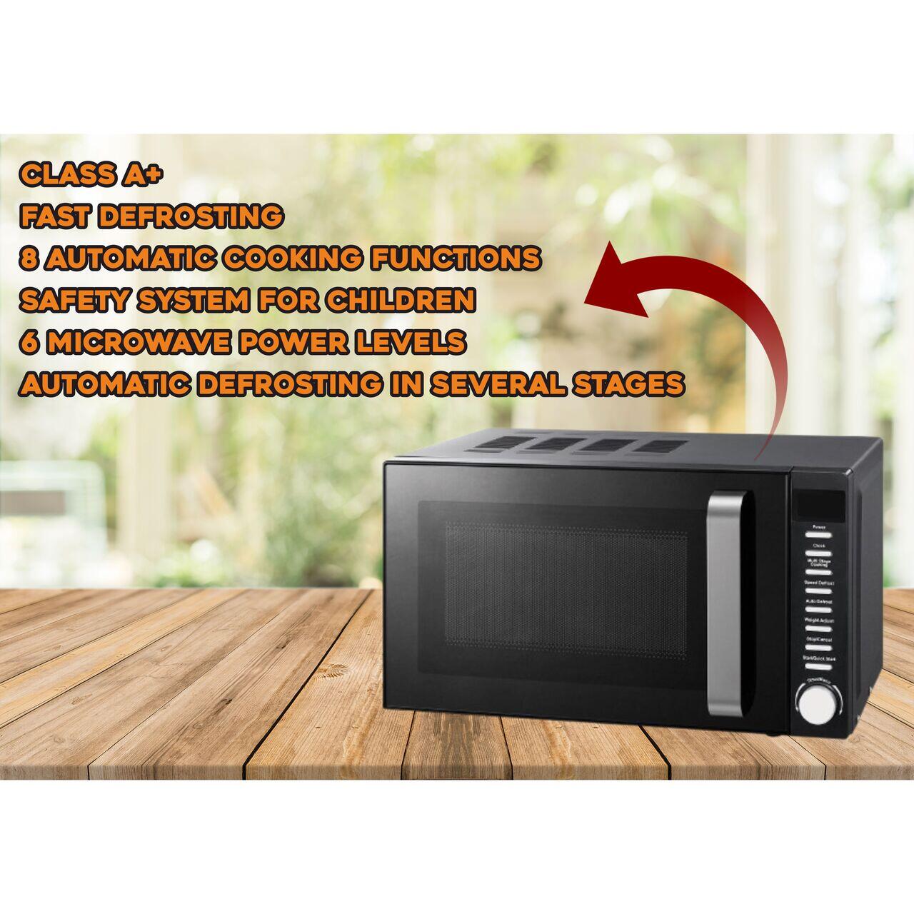 Cuptor cu microunde Hausberg HB-8003, 1200W, 6 trepte de putere, 20L, Control digital