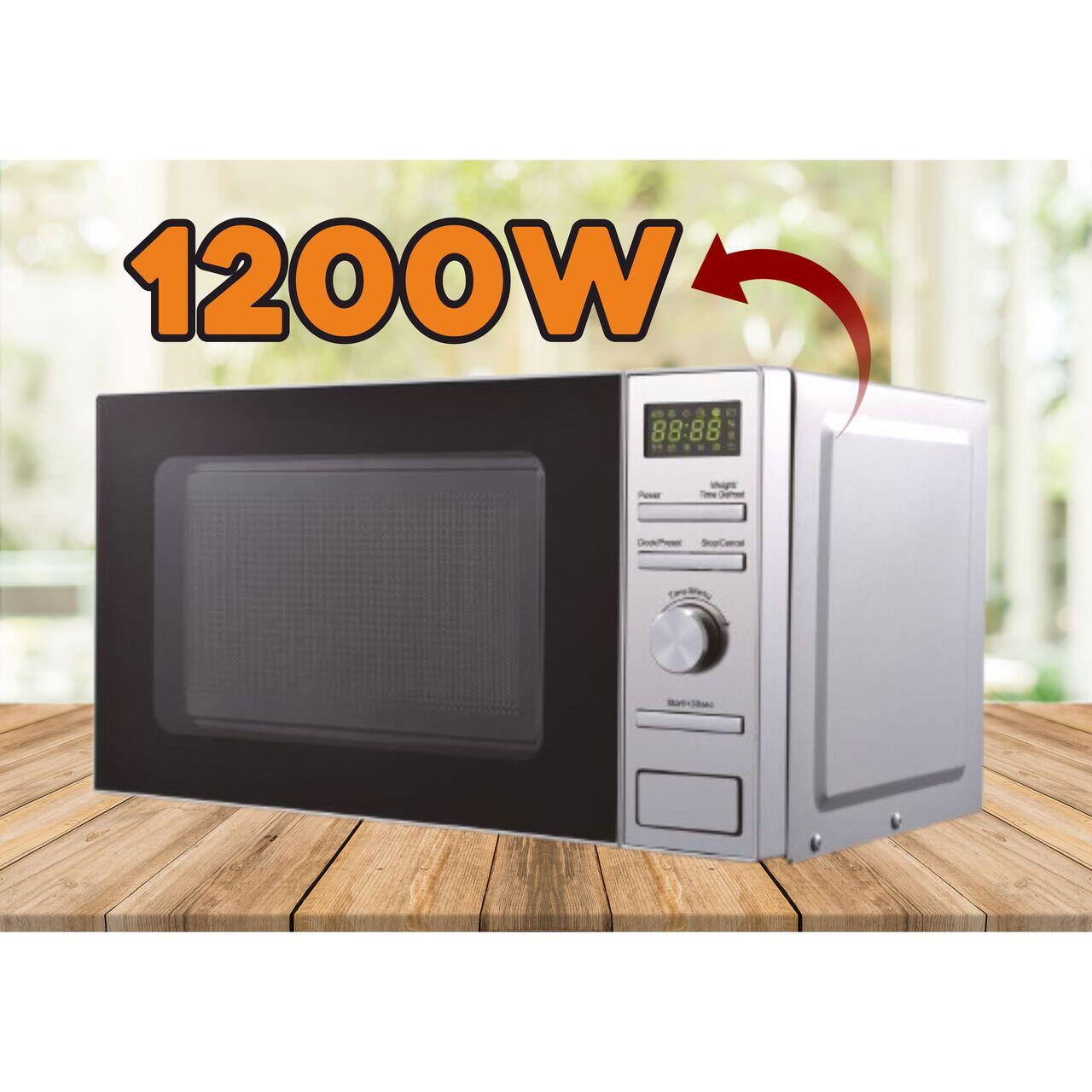Cuptor cu microunde Hausberg HB-8004, 1200W, 6 trepte de putere, 20L, control digital, Argintiu