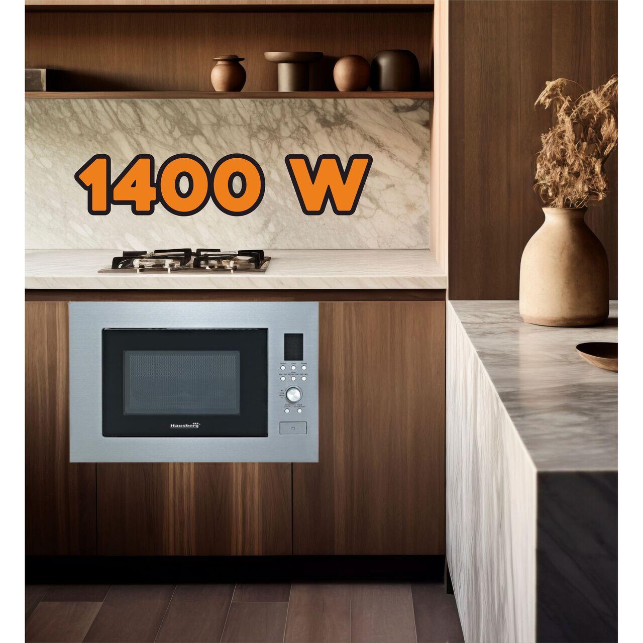 Cuptor cu microunde incorporabil Hausberg HB-8070, 25 l, Putere nominalã de iesire a cuptorului cu microunde: 900W, putere de intrare: 1400W, putere grãtar: 1000W, Grill, Control digital