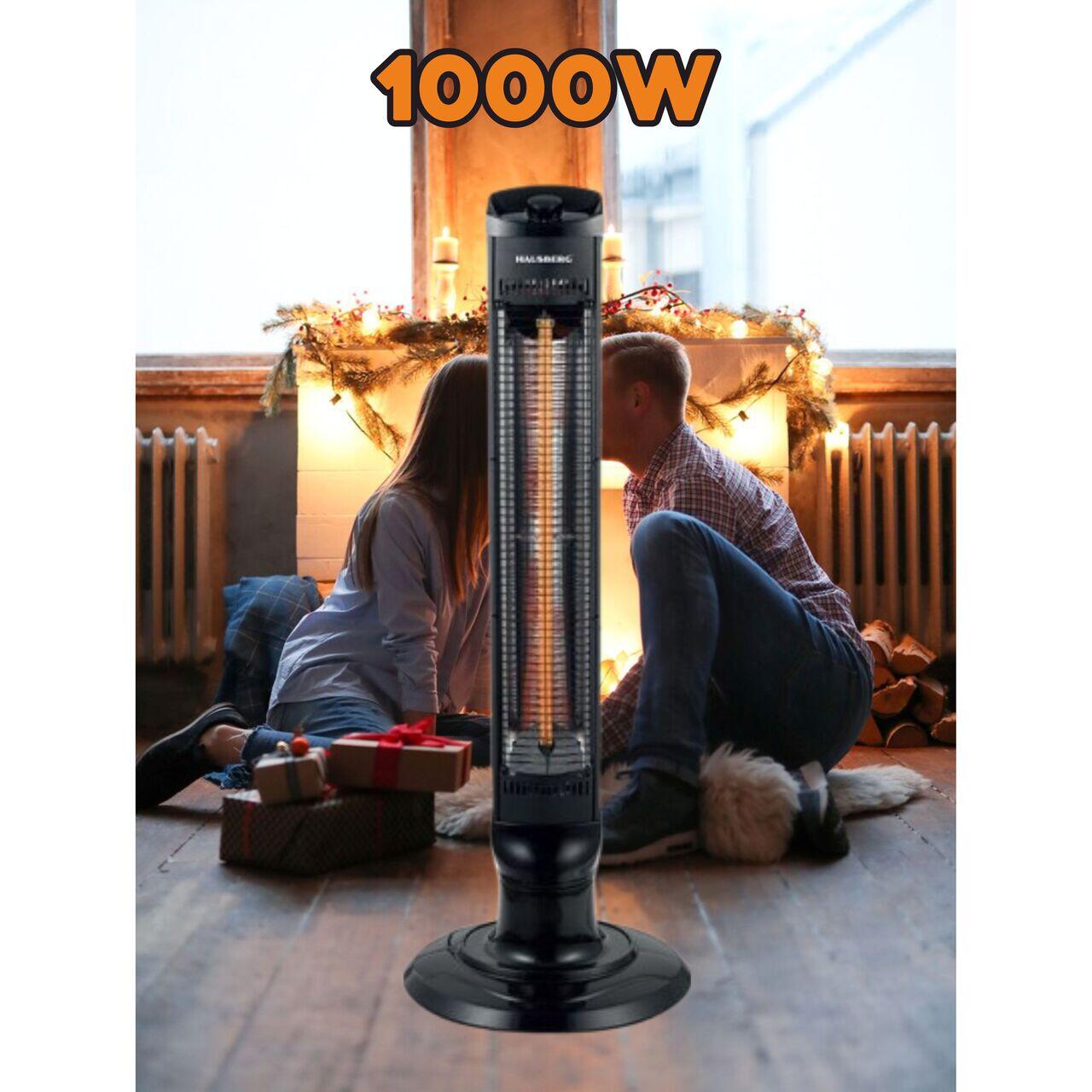 Radiator electric tip Turn HAUSBERG HB-8561NG, 1000W, 2 nivele de temperature, tub din fibra de carbon, siguranta pentru rasturnare, oscilatie, maner transport